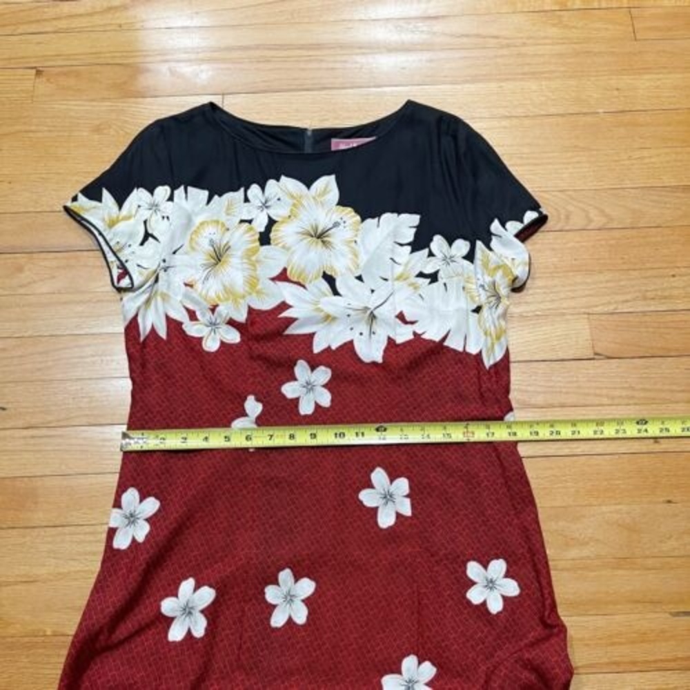 Vintage Hawaiian Maxi Dress by Island Moments Size L Rayon Floral Cap Sleeve EUC - Picture 8 of 15